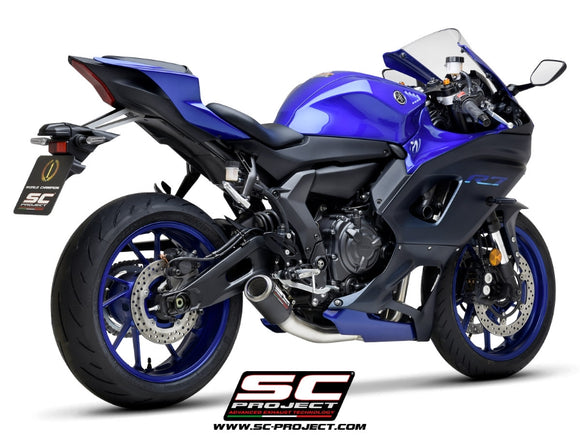 Yamaha YZF R7 - 2021 - 2025 – SC-Project 2-1 Stainless steel full exhaust system, with CR-T carbon fibre exhaust