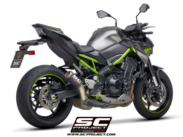 Kawasaki Z900 A2 - 2020 - 2024 – SC-Project CR-T carbon fibre exhaust, with stoneguard grid