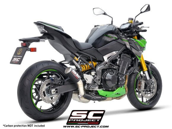 Kawasaki Z900 - 2020 - 2024 – SC-Project CR-T carbon fibre exhaust, with stoneguard grid (WITHOUT carbon fibre heat protection)