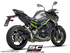Kawasaki Z900 - 2020 – SC-Project CR-T carbon fibre exhaust, with stoneguard grid (WITHOUT carbon fibre heat protection)