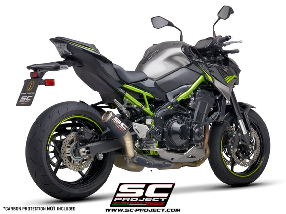 Kawasaki Z900 A2 - 2020 - 2024 – SC-Project CR-T carbon fibre exhaust, with stoneguard grid (WITHOUT carbon fibre heat protection)