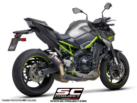 Kawasaki Z900 A2 - 2017 - 2020 – SC-Project CR-T carbon fibre exhaust, with stoneguard grid (WITHOUT carbon fibre heat protection)
