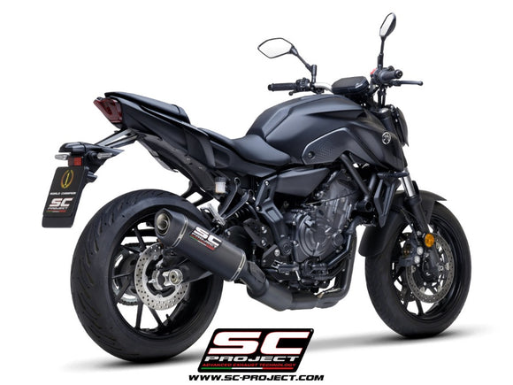 Yamaha MT-07 - 2021 - 2024 – SC-Project 2-1 Stainless steel full exhaust system, matt black, with SC1-S carbon fibre exhaust