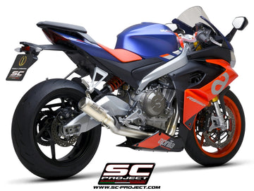 Aprilia RS 660 - 2020 - 2024 SC-Project 2-1 Stainless steel full exhaust system, with CR-T titanium exhaust with stoneguard grid