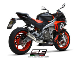 Aprilia TUONO 660 - 2021 - 2024 SC-Project 2-1 Stainless steel full exhaust system, with CR-T titanium exhaust with stoneguard grid