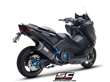 Yamaha TMAX 530 - 2017 - 2019 – SC-Project 2-1 Stainless steel full exhaust system, matt black, with SC1-R carbon fibre exhaust