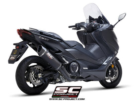 Yamaha TMAX 560 - 2020 - 2021 – SC-Project 2-1 Stainless steel full exhaust system, matt black, with SC1-R carbon fibre exhaust