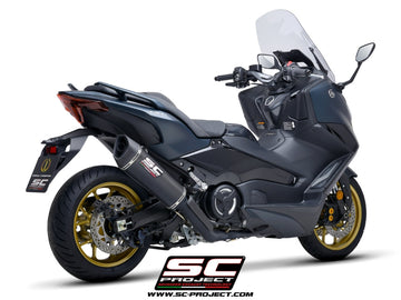 Yamaha TMAX 560 - 2022 - 2024 – SC-Project 2-1 Stainless steel full exhaust system, matt black, with SC1-R carbon fibre exhaust