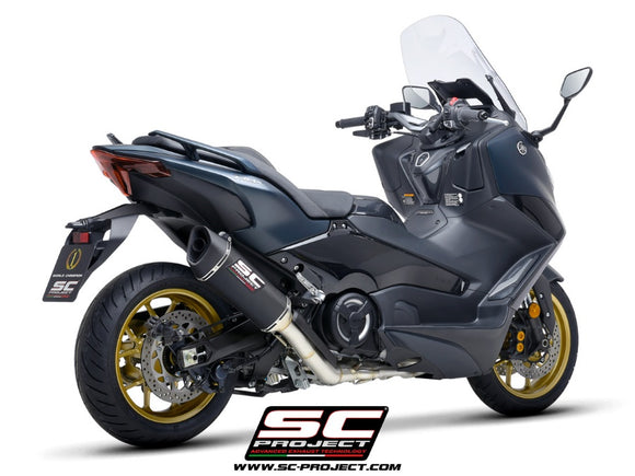 Yamaha TMAX 560 - 2022 - 2024 – SC-Project 2-1 Stainless steel full exhaust system, with SC1-R carbon fibre exhaust