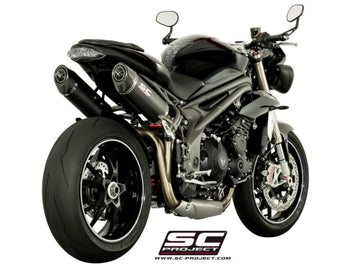 Triumph SPEED TRIPLE 1050 - 2016 - 2017 – SC-Project Pair of Oval carbon fibre exhaust