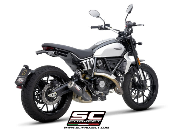 Ducati SCRAMBLER 800 - 2023 - 2024 – SC-Project CR-T carbon fibre exhaust, with stoneguard grid