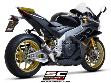 Aprilia TUONO V4 - 2021 - 2024 SC-Project CR-T carbon fibre exhaust, with stoneguard grid