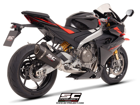 aprilia motorcycles sc project RS 660 - 2025 – SC-Project 2-1 Stainless steel full exhaust system, with SC1-R carbon fibre exhaust