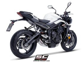 Triumph STREET TRIPLE 765 R - RS - R A2 - 2024 - 2025 – SC-Project 3-1 Stainless steel full exhaust system, with CR-T titanium exhaust with stoneguard grid