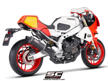 Yamaha XSR900 GP - 2024 - 2025 – SC-Project 3-1 Stainless steel full exhaust system, with Oval R60 carbon fibre exhaust, matt black