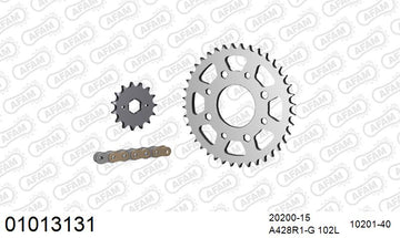 Honda CB125N / S 1976-1979 - AFAM Reinforced Chain & Steel Sprocket Kit, 428 (OE Pitch) - 01013131 - P3 Tuning