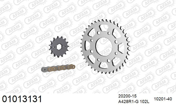 Honda CB125N / S 1976-1979 - AFAM Reinforced Chain & Steel Sprocket Kit, 428 (OE Pitch) - 01013131 - P3 Tuning