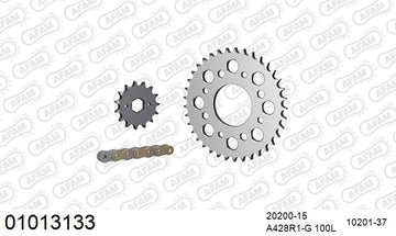 Honda CB125N / S 1979 - AFAM Reinforced Chain & Steel Sprocket Kit, 428 (OE Pitch) - 01013133 - P3 Tuning
