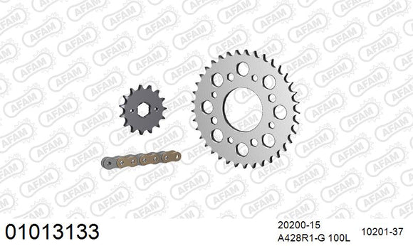 Honda CB125N / S 1979 - AFAM Reinforced Chain & Steel Sprocket Kit, 428 (OE Pitch) - 01013133 - P3 Tuning