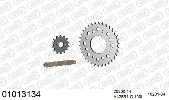 Honda CG125 1980-1984 - AFAM Reinforced Chain & Steel Sprocket Kit, 428 (OE Pitch) - 01013134 - P3 Tuning