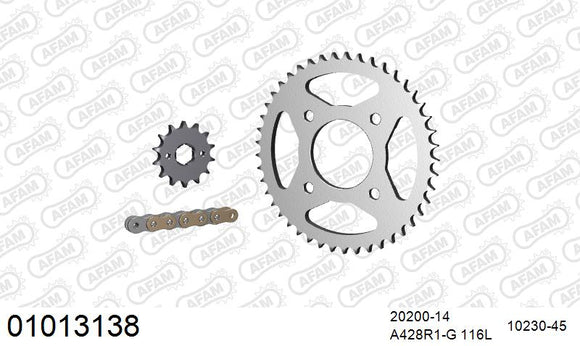 Honda CG125 2004-2008 - AFAM Reinforced Chain & Steel Sprocket Kit, 428 (OE Pitch) - 01013138 - P3 Tuning