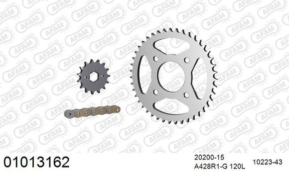 Honda CM125 / C 1982-1985 - AFAM Reinforced Chain & Steel Sprocket Kit, 428 (OE Pitch) - 01013162 - P3 Tuning