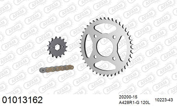 Shunlan CL3A 125 2005 - AFAM Reinforced Chain & Steel Sprocket Kit, 428 (OE Pitch) - 01013162 - P3 Tuning