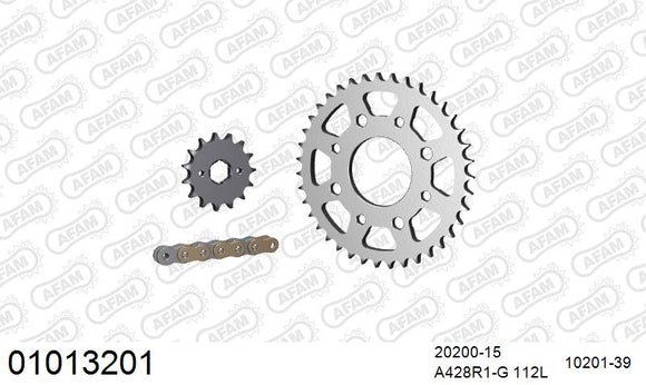 Honda CB125T 1978-1982 - AFAM Reinforced Chain & Steel Sprocket Kit, 428 (OE Pitch) - 01013201 - P3 Tuning