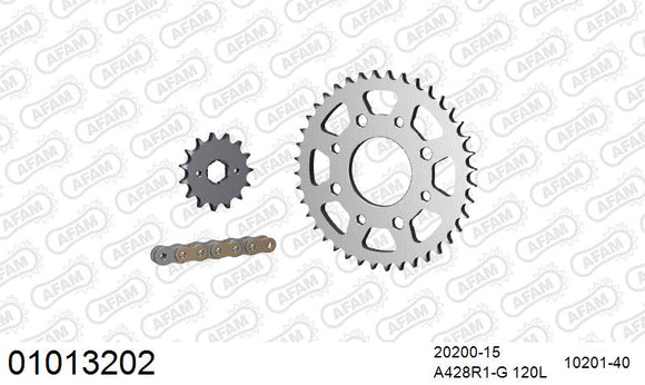 Honda CB125T 1982-1986 - AFAM Reinforced Chain & Steel Sprocket Kit, 428 (OE Pitch) - 01013202 - P3 Tuning