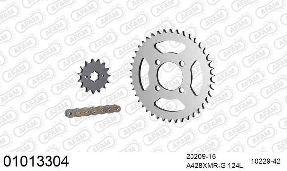 Honda CBR125R 2004-2010 - AFAM Xs-Ring Reinforced Chain & Steel Sprocket Kit, 428 (OE Pitch) - 01013304 - P3 Tuning