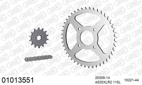 Honda XL125 Varadero 2000-2010 - AFAM XS-ring standard Chain & Steel Sprocket Kit, 520 (OE Pitch) - 01013551 - P3 Tuning