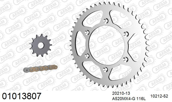 Honda CR125 2005-2007 - AFAM MX reinforced Chain & Steel Sprocket Kit, 520 (OE Pitch) - 01013807 - P3 Tuning