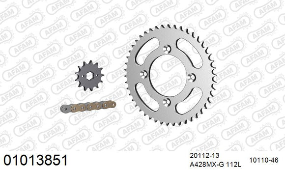 Honda CRF125F 2016-2026 - AFAM MX Racing Chain & Steel Sprocket Kit, 428 (OE Pitch) - 01013851 - P3 Tuning
