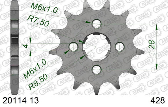 Honda CRF125F 2016-2026 - AFAM MX Racing Chain & Steel Sprocket Kit, 428 (OE Pitch) - 01013851 - P3 Tuning