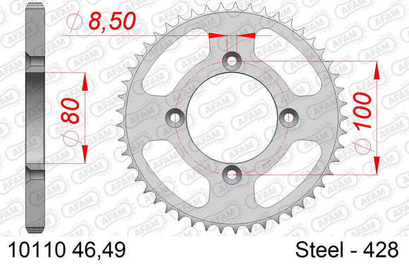 Honda CRF125F 2016-2026 - AFAM MX Racing Chain & Steel Sprocket Kit, 428 (OE Pitch) - 01013851 - P3 Tuning