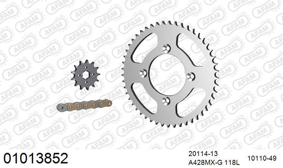Honda CRF125F 2016-2026 - AFAM MX Racing Chain & Steel Sprocket Kit, 428 (OE Pitch) - 01013852 - P3 Tuning