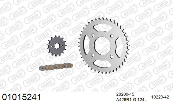 Honda CBR 150 2006-2012 - AFAM Reinforced Chain & Steel Sprocket Kit, 428 (OE Pitch) - 01015241 - P3 Tuning