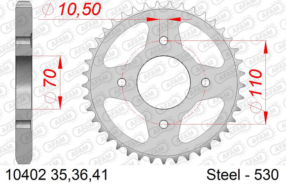 Honda CB250T 1978 - AFAM Reinforced Chain & Steel Sprocket Kit, 530 (OE Pitch) - 01026201 - P3 Tuning