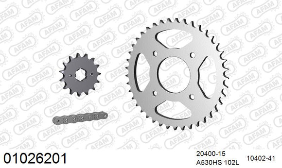 Honda CB250T 1978 - AFAM Reinforced Chain & Steel Sprocket Kit, 530 (OE Pitch) - 01026201 - P3 Tuning
