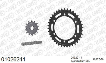 Honda CBR250R 2011-2013 - AFAM Xs-Ring Reinforced Plus Chain & Steel Sprocket Kit, 520 (OE Pitch) - 01026241 - P3 Tuning