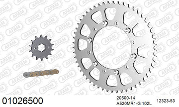 Honda XL250S 1978-1981 - AFAM MX reinforced Chain & Steel Sprocket Kit, 520 (OE Pitch) - 01026500 - P3 Tuning