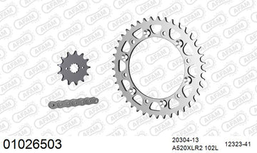 Honda NSR250R / SE 1990-1993 - AFAM XS-ring standard Chain & Steel Sprocket Kit, 520 (OE Pitch) - 01026503 - P3 Tuning