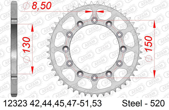 Honda NSR250R / SE 1990-1993 - AFAM MX reinforced Chain & Steel Sprocket Kit, 520 (OE Pitch) - 01026503B - P3 Tuning