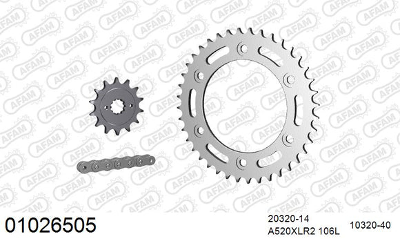 Honda CRF250L 2012-2015 - AFAM Xs-Ring Reinforced Plus Chain & Steel Sprocket Kit, 520 (OE Pitch) - 01026505 - P3 Tuning