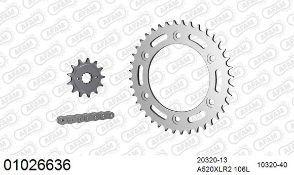 Honda CRF250M 2013-2016 - AFAM Xs-Ring Reinforced Plus Chain & Steel Sprocket Kit, 520 (OE Pitch) - 01026636 - P3 Tuning