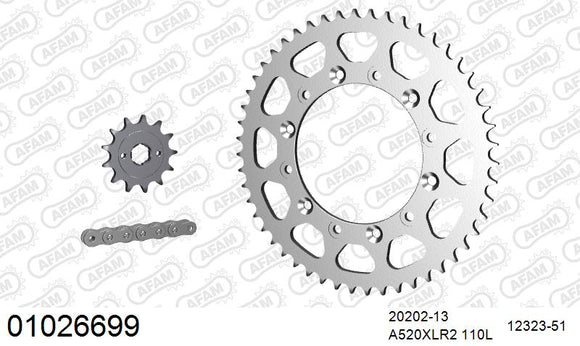 Honda XR200R / 250 R 1984-1985 - AFAM Xs-Ring Reinforced Plus Chain & Steel Sprocket Kit, 520 (OE Pitch) - 01026699 - P3 Tuning