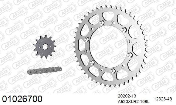 Honda XR200R / 250 R 1986-1987 - AFAM Xs-Ring Reinforced Plus Chain & Steel Sprocket Kit, 520 (OE Pitch) - 01026700 - P3 Tuning
