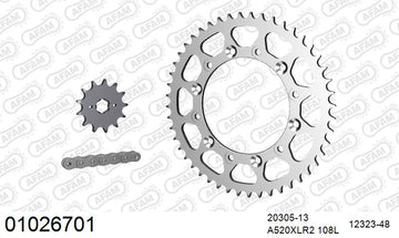 Honda XR200R / 250 R 1988-1989 - AFAM Xs-Ring Reinforced Plus Chain & Steel Sprocket Kit, 520 (OE Pitch) - 01026701 - P3 Tuning