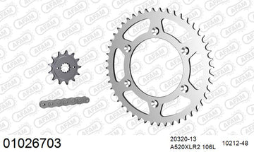 Honda XR200R / 250 R 1996-2003 - AFAM Xs-Ring Reinforced Plus Chain & Steel Sprocket Kit, 520 (OE Pitch) - 01026703 - P3 Tuning