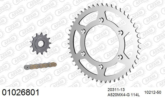 Honda CR250 2004 - AFAM MX reinforced Chain & Steel Sprocket Kit, 520 (OE Pitch) - 01026801 - P3 Tuning